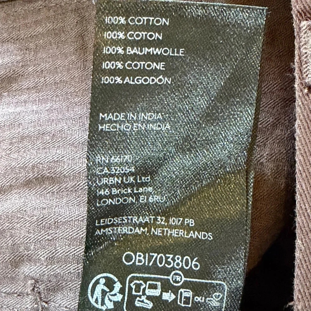 Free People Plum Brown Pleated Wide Leg Cotton Trousers Cuffed Size 12 OB1703806